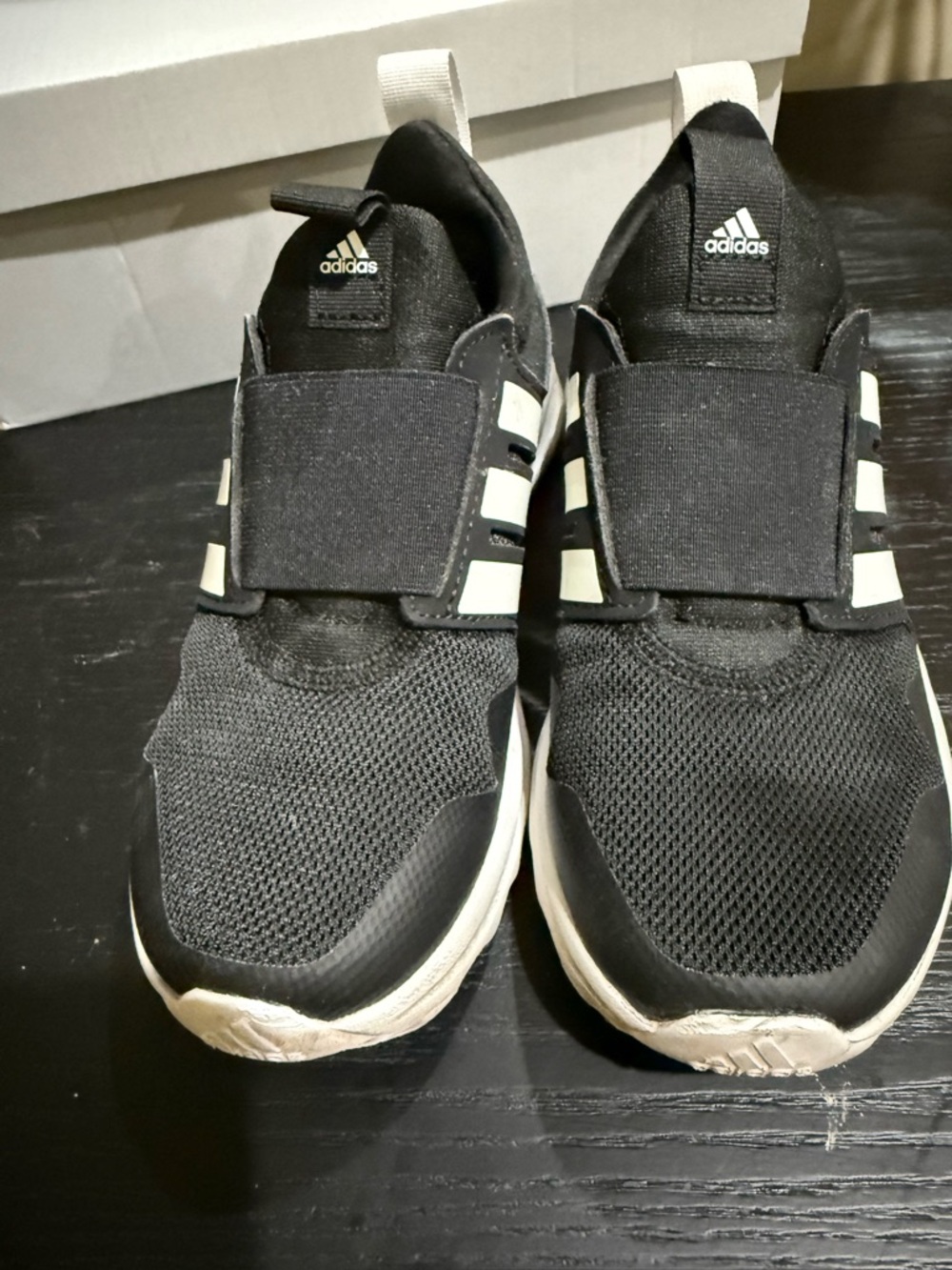 adidas Black Slip-On Sneakers with White Accents